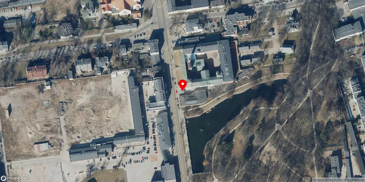 Satelitarny widok na Centralne Muzeum Włókiennictwa w Łodzi