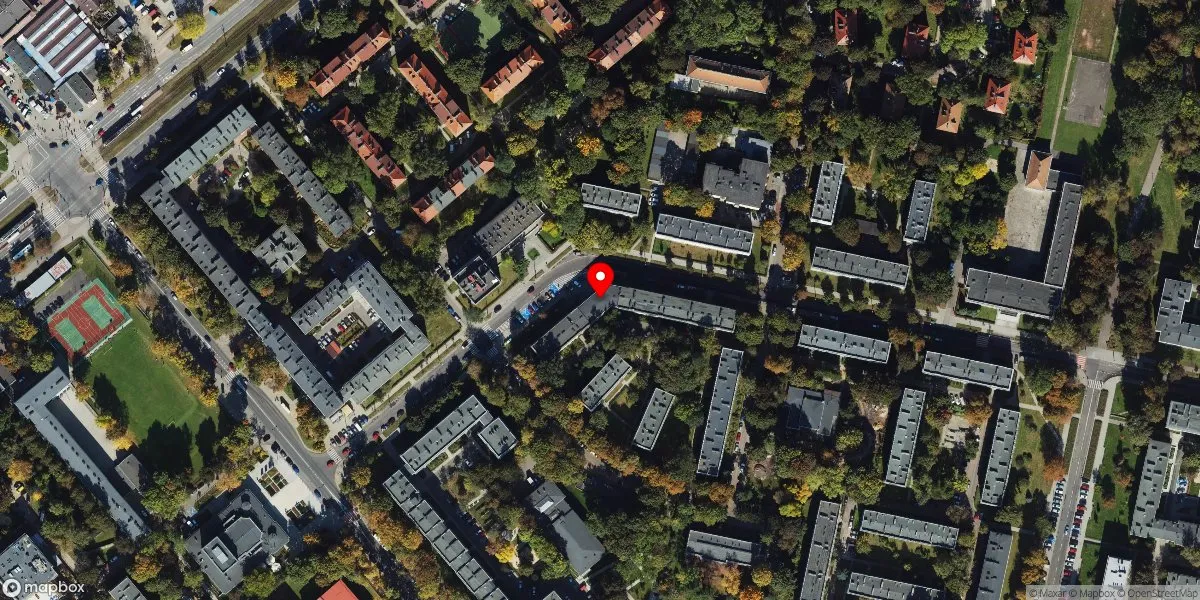 Satelitarny widok na Muzeum Czynu Zbrojnego w Krakowie Nowej Hucie