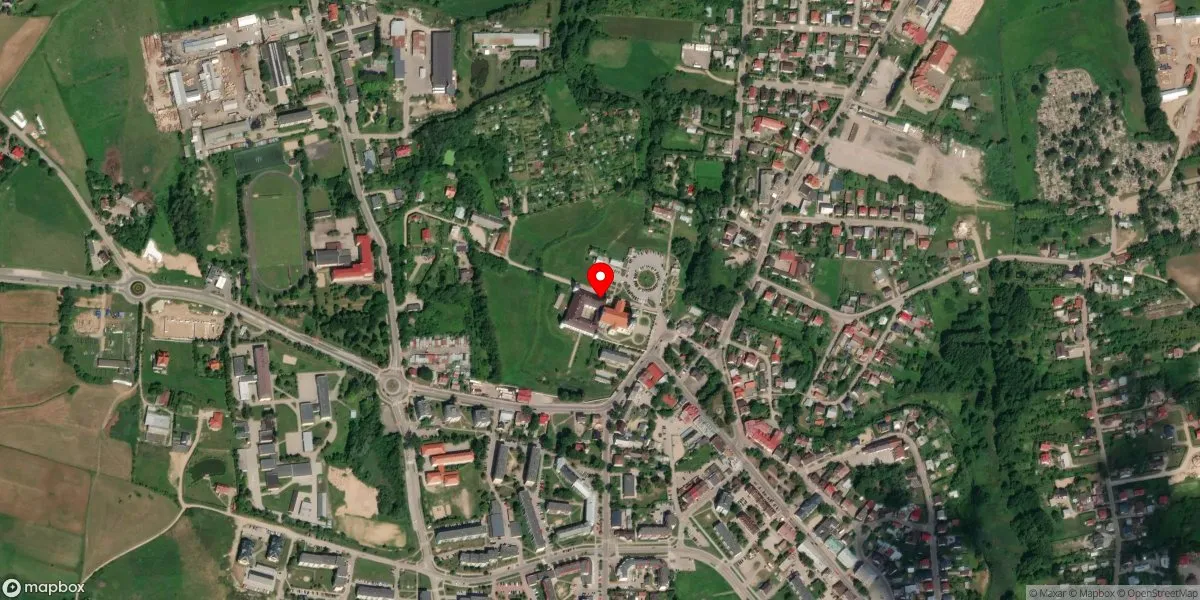 Satelitarny widok na Muzeum Kresów Rzeczypospolitej Obojga Narodów w Sejnach