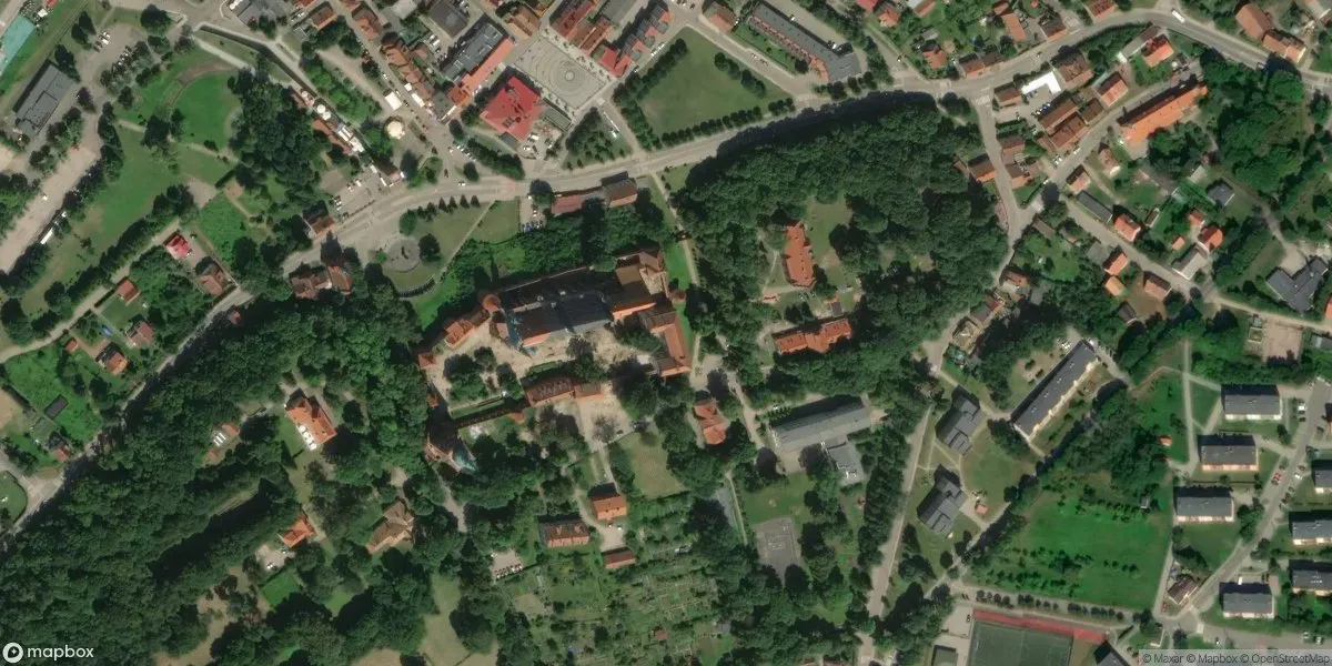 Satelitarny widok na Muzeum Mikołaja Kopernika we Fromborku