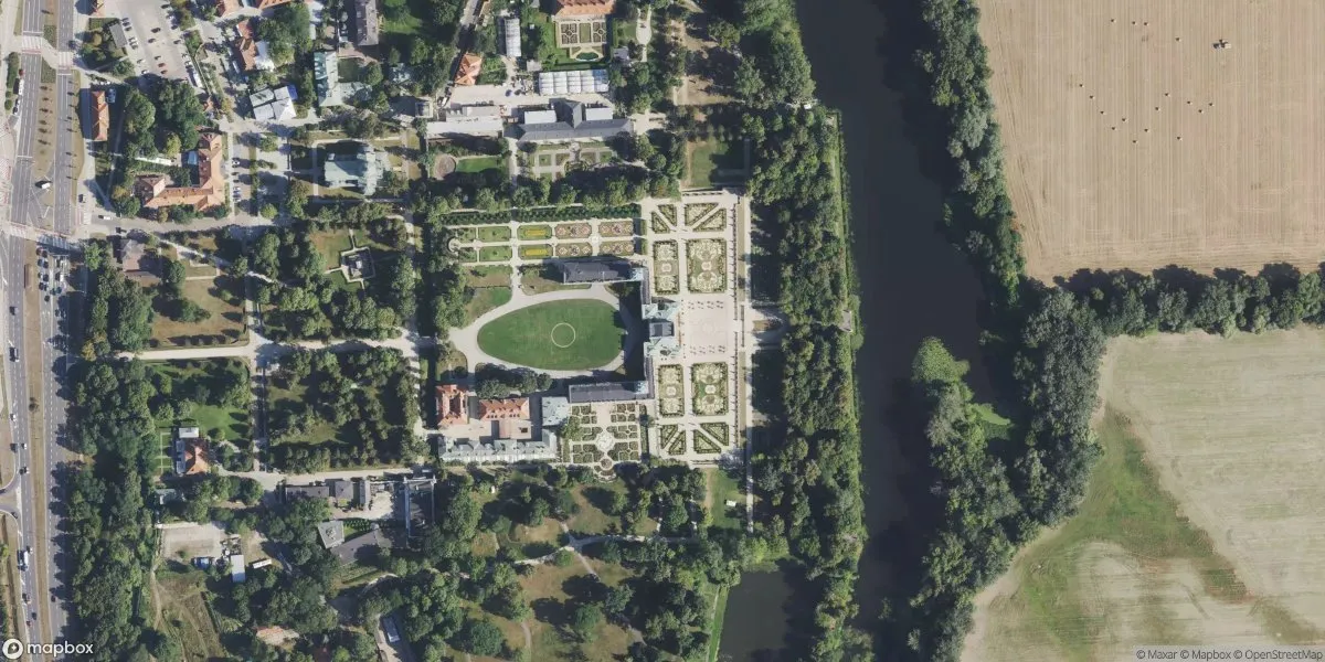 Satelitarny widok na Muzeum Pałacu Króla Jana III w Wilanowie