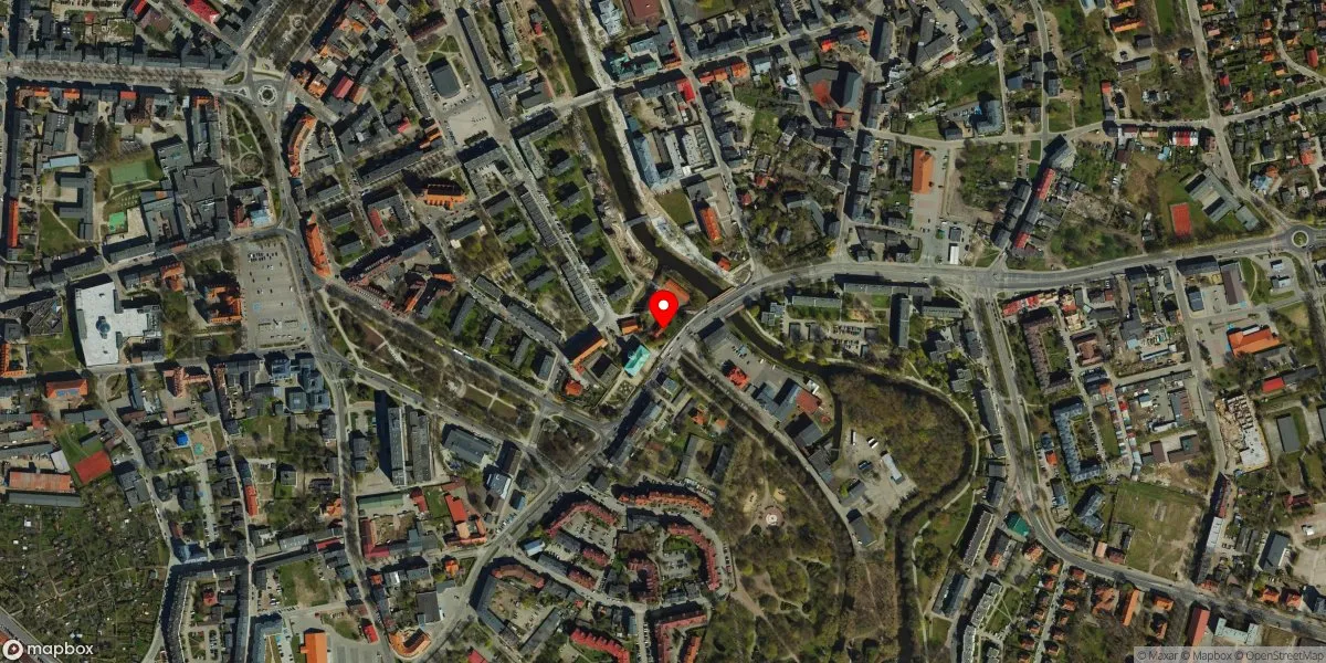 Satelitarny widok na Muzeum Pomorza Środkowego w Słupsku
