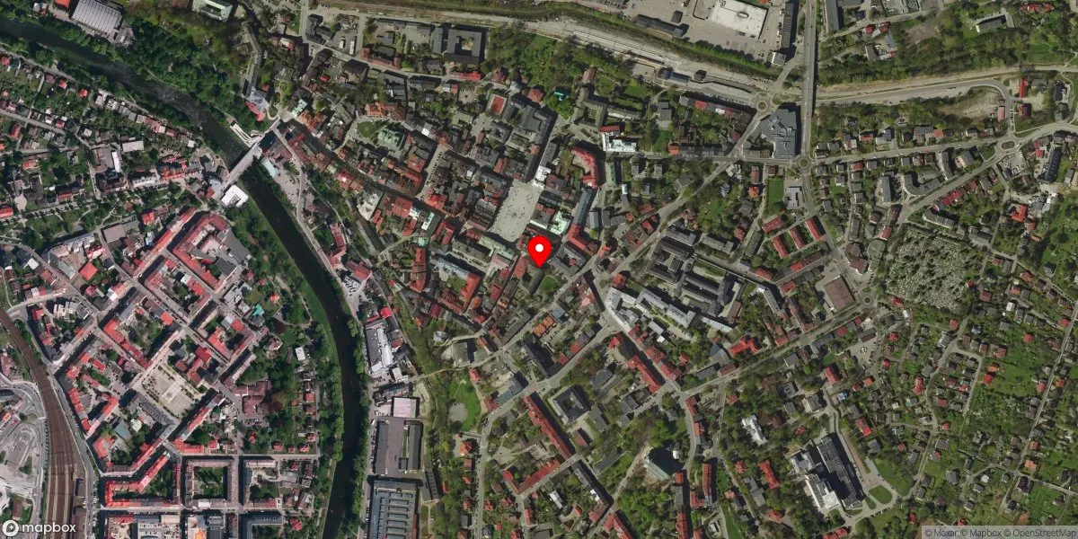 Satelitarny widok na Muzeum Śląska Cieszyńskiego w Cieszynie