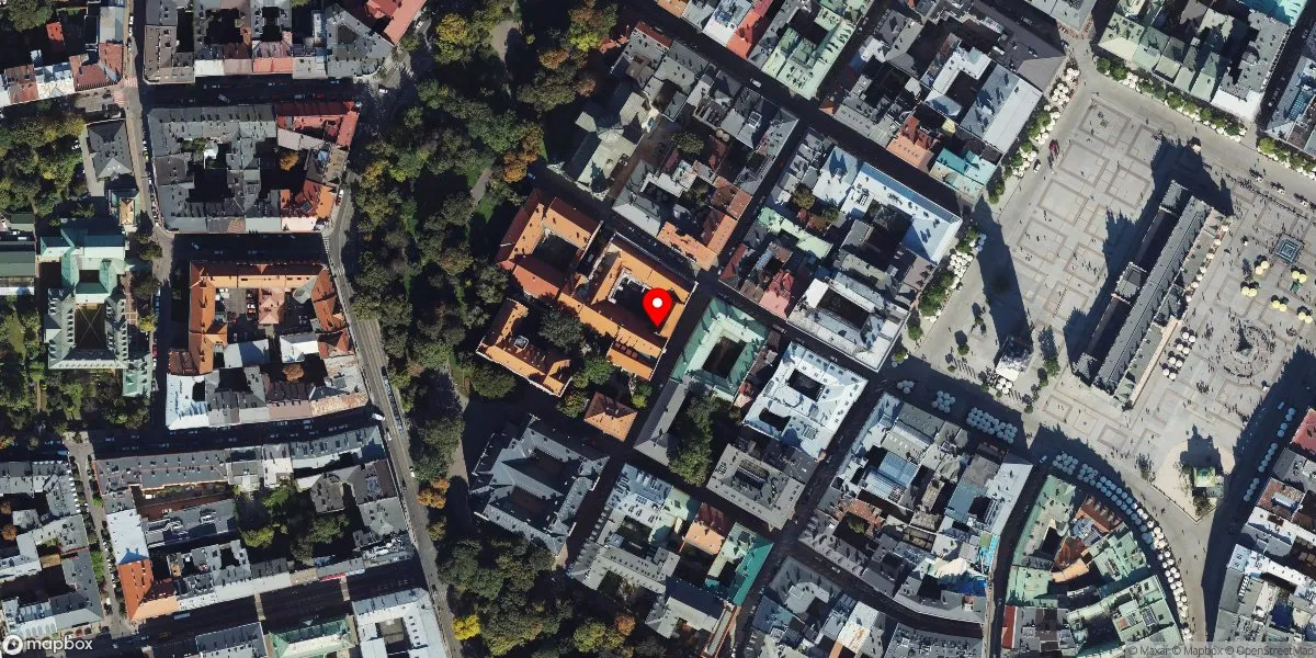 Satelitarny widok na Muzeum Uniwersytetu Jagiellońskiego