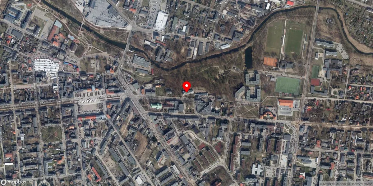Satelitarny widok na Muzeum w Tomaszowie Mazowieckim imienia Antoniego Hrabiego Ostrowskiego