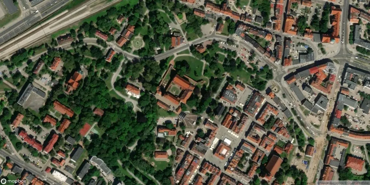 Satelitarny widok na Muzeum Warmii i Mazur w Olsztynie