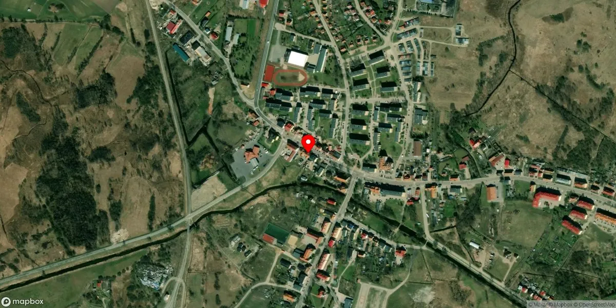 Satelitarny widok na Muzeum Wojska, Wojskowowści i Ziemi Orzyskiej w Orzyszu w organizacji